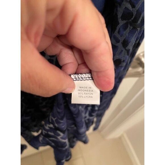 DUNIA Y2K Blue Animal Print Wrap Dress 3/4 Sleeve - Rayon & Lycra Blend - Women' - Picture 5 of 14